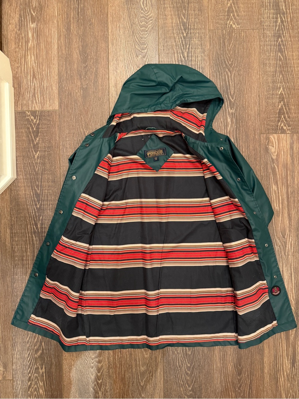 Pendleton Hooded Raincoat Jacket - Dark Green - Picture 5 of 11